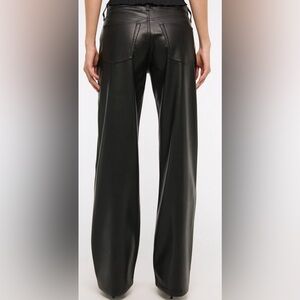 Black leather Wide-Leg Pants